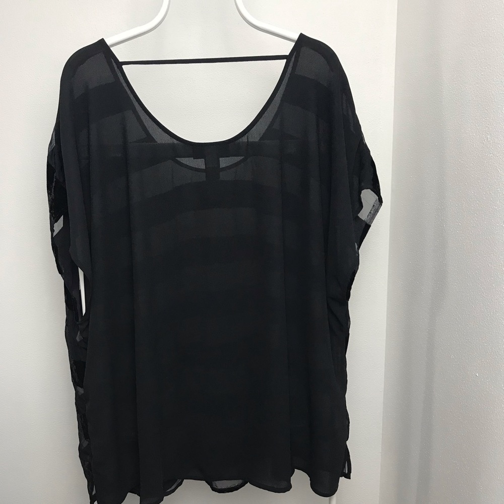 Lane Bryant Plus Size Black Sheer Top-26/28 - Picture 5 of 7